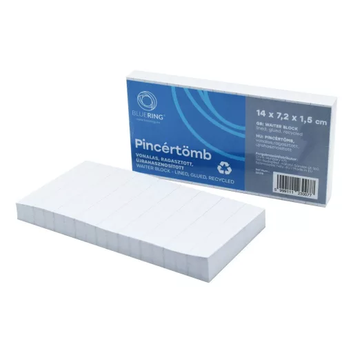 Pincértömb vonalas újrahasznosított 14x7,2x1,5 cm, ragasztott Bluering® – Tonerklinika Debrecen