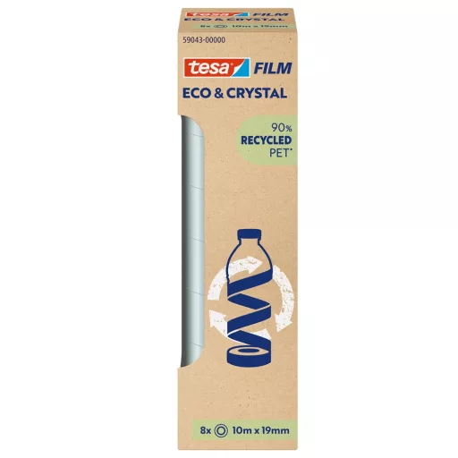 Ragasztószalag 19mmx10m irodai átlátszó újrahasznosított Tesa Eco & Crystal 8db/doboz