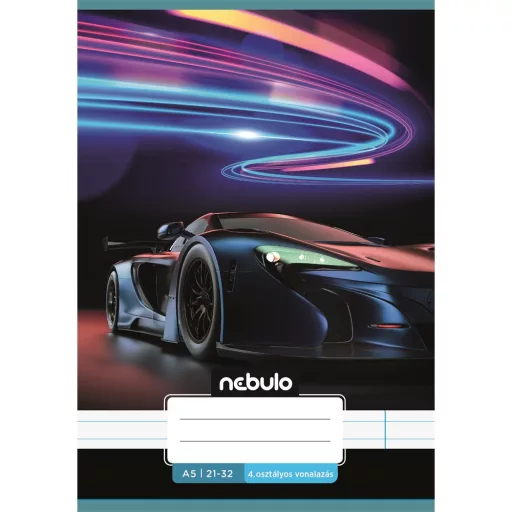 Füzet, A5, 4. osztályos vonalas, 21-32, Vagány minták, I., 16 db/csomag Nebulo – Tonerklinika Debrecen