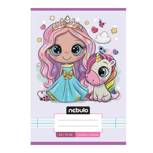 Füzet, A5, 1. osztályos vonalas, 14-32, Cuki minták, 16 db/csomag Nebulo – Tonerklinika Debrecen