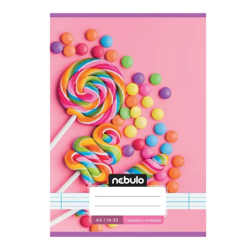 Füzet, A5, 1. osztályos vonalas, 14-32, Cuki minták, 16 db/csomag Nebulo – Tonerklinika Debrecen
