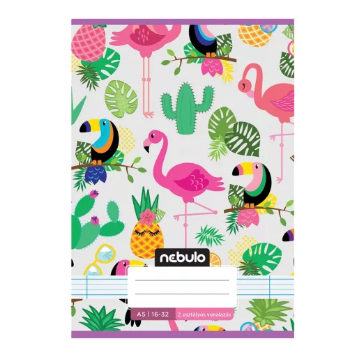 Füzet, A5, 2. osztályos vonalas, 16-32, Cuki minták, 16 db/csomag Nebulo – Tonerklinika Debrecen