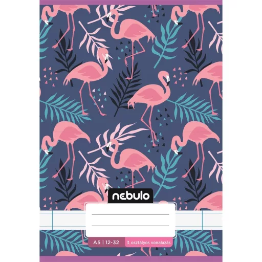Füzet, A5, 3. osztályos vonalas, 12-32, Cuki minták, 16 db/csomag Nebulo – Tonerklinika Debrecen