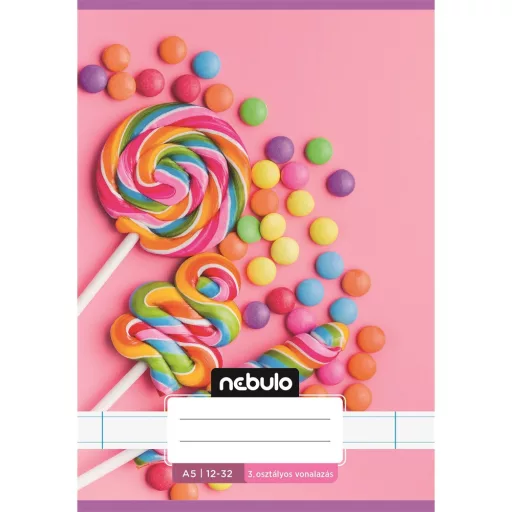 Füzet, A5, 3. osztályos vonalas, 12-32, Cuki minták, 16 db/csomag Nebulo – Tonerklinika Debrecen