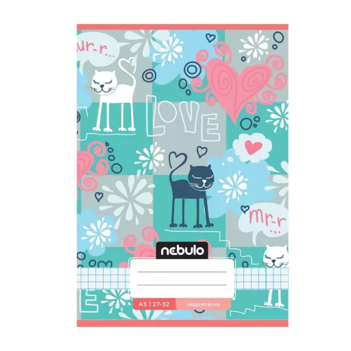 Füzet, A5, kockás, 27-32, Cuki minták, 16 db/csomag Nebulo – Tonerklinika Debrecen