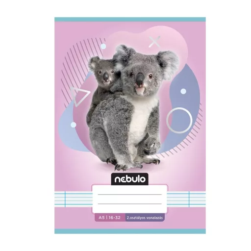 Füzet, A5, 2. osztályos vonalas, 16-32, Állatos minták, 16 db/csomag Nebulo – Tonerklinika Debrecen