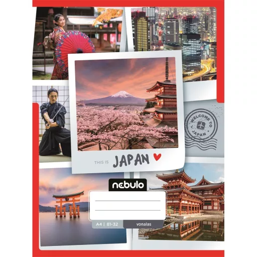 Füzet, A4, vonalas, 81-32, ország-város minták, 12 db/csomag Nebulo – Tonerklinika Debrecen