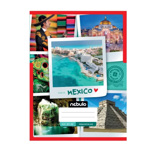 Füzet, A4, kockás, 87-32, ország-város minták, 12 db/csomag Nebulo – Tonerklinika Debrecen