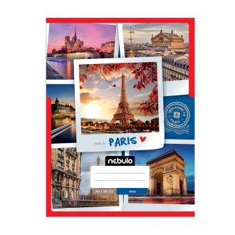 Füzet, A4, sima, 80-32, ország-város minták, 12 db/csomag Nebulo – Tonerklinika Debrecen