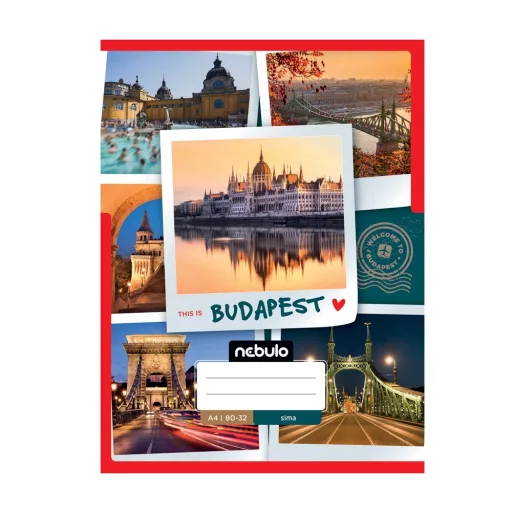 Füzet, A4, sima, 80-32, ország-város minták, 12 db/csomag Nebulo – Tonerklinika Debrecen