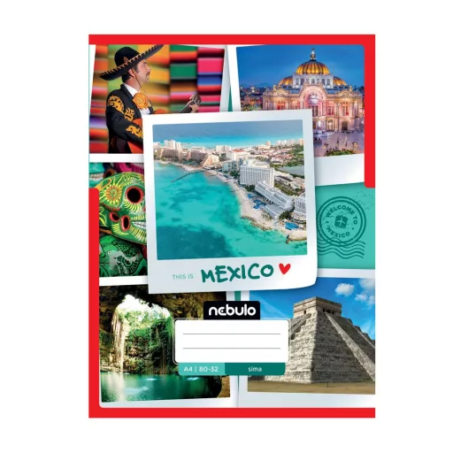 Füzet, A4, sima, 80-32, ország-város minták, 12 db/csomag Nebulo – Tonerklinika Debrecen