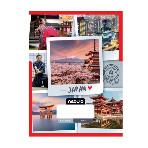 Füzet, A4, sima, 80-32, ország-város minták, 12 db/csomag Nebulo – Tonerklinika Debrecen