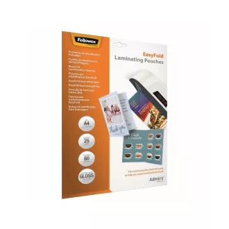 Lamináló fólia, A4, 80 mikron, fényes, 25 db/doboz, Admire Easyfold Fellowes® – Tonerklinika Debrecen
