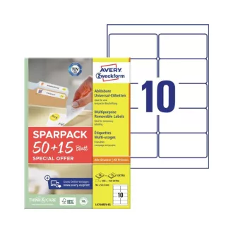 Etikett címke, 96x50,8 mm, univerzális, 65 lap, 10 címke/lap Avery, fehér – Tonerklinika Debrecen