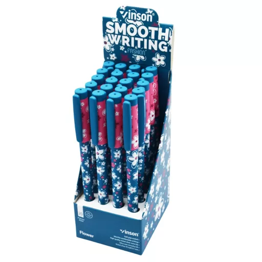 Golyóstoll kupakos, 0,7mm Vinson Flower A18 vegyes test displ 20 db/display – Tonerklinika Debrecen