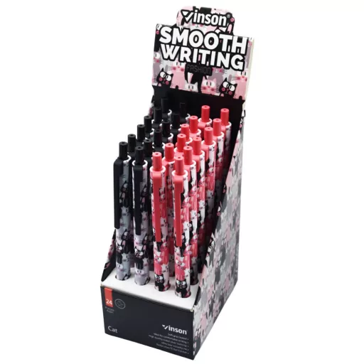 Golyóstoll nyomógombos 0,7mm Vinson Cat F2 vegyes test displ 24 db/display – Tonerklinika Debrecen