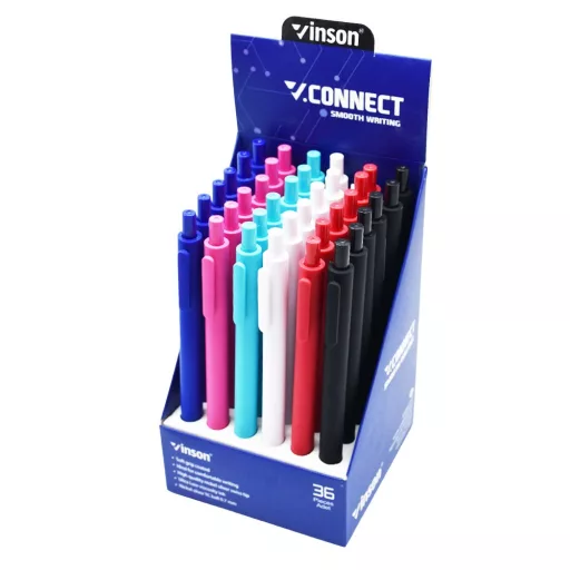 Golyóstoll nyomógombos 0,7mm Vinson Connect S1C vegyes test displ 36 db/display – Tonerklinika Debrecen