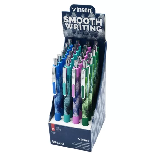 Golyóstoll nyomógombos 0,7mm Vinson Wood 108 vegyes test displ 24 db/display – Tonerklinika Debrecen