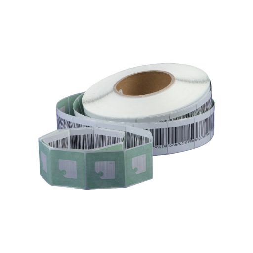 Etikett címke áruvédelmi (RF címke) álvonalkóddal 40x40mm, tekercses 1000 címke/tekercs – Tonerklinika Debrecen