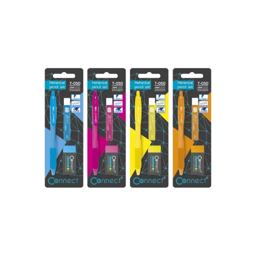 Írószer szett Connect, nyomósirón + ironbél 0,5mm, HB + radír, klf. színek, bliszteren – Tonerklinika Debrecen