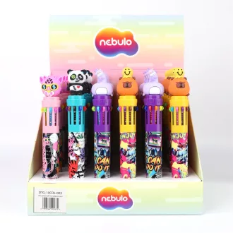 Golyóstoll 10színű, funny animals, 30 db/display Nebulo – Tonerklinika Debrecen
