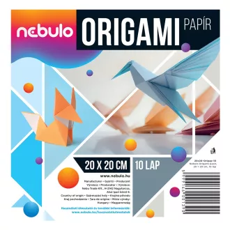 Origami papír 20x20 cm, vegyes színek, 10 lap/csomag, Nebulo – Tonerklinika Debrecen