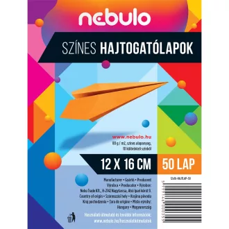 Hajtogatólapok színes 12x16 cm, vegyes színek, 50 lap/csomag, Nebulo – Tonerklinika Debrecen