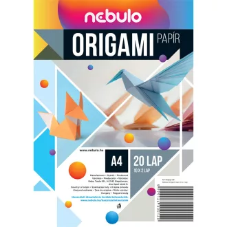Origami papír A4, vegyes színek, 20 lap/csomag, Nebulo – Tonerklinika Debrecen