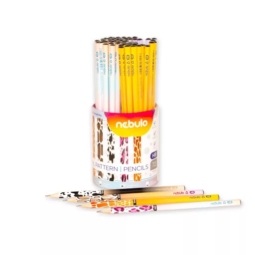 Grafitceruza HB, háromszögletű, 72 db/doboz, Nebulo, vegyes minták, Állatmintás – Tonerklinika Debrecen