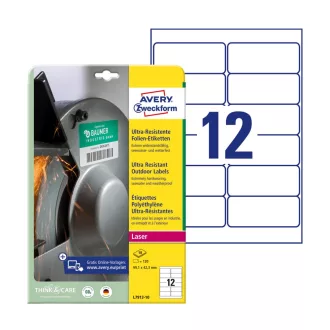 Etikett címke, 99,1 x42,3mm, ultra ellenálló 12 címke/ív, 10 ív/doboz, Avery fehér – Tonerklinika Debrecen