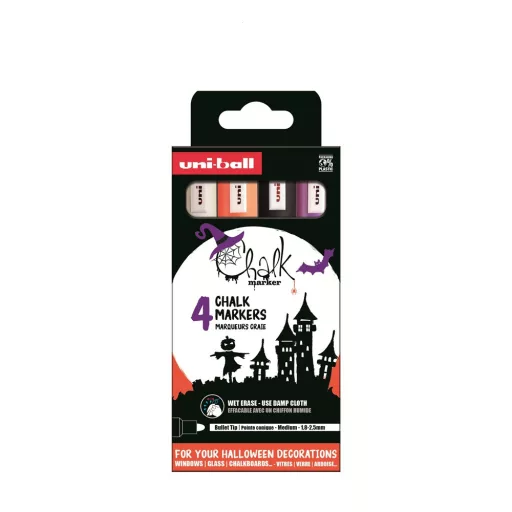 Krétamarker folyékony 1,8-2,5mm Uni-Posca PWE-5M 4 db-os Halloween készlet