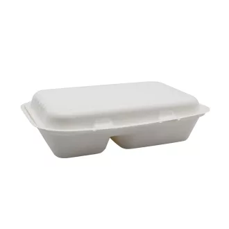   Papírdoboz ételes 2 részes HP3, 23 x 15 x 8 cm komposztálható cukornád 125 db/csomag, natúr