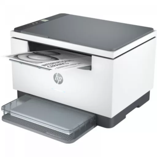 HP LaserJet M234dw multifunkciós nyomtató oldalnézeti kép, kihúzott papírtálcával