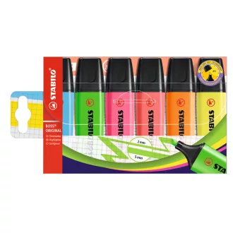 Szövegkiemelő készlet 2-5mm, vágott hegyű, STABILO Boss original, 6 klf. szín – Tonerklinika Debrecen
