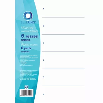 Elválasztólap, színes műanyag 6 részes Bluering® – Tonerklinika Debrecen