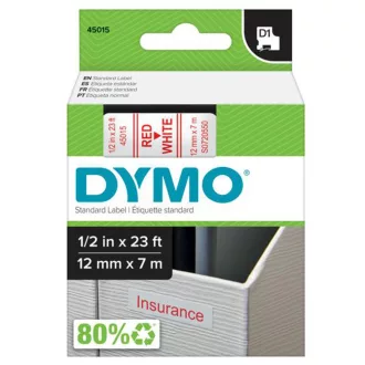 Feliratozógép szalag Dymo Letratag Dymo D1 S0720550/45015 12mmx7m, ORIGINAL, piros/fehér – Tonerklinika Debrecen
