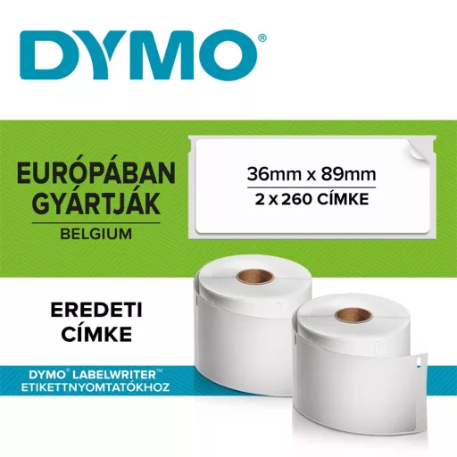 Etikett Dymo LW nyomtatóhoz 36x89mm, 260 db etikett/doboz, Original, fehér – Tonerklinika Debrecen
