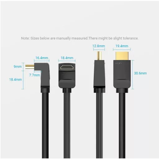 Vention HDMI, (270 Fokos, jobbra), 3m, kábel