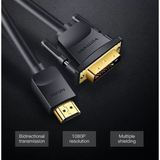 Vention HDMI -> DVI,  (fekete), 1,5m, kábel