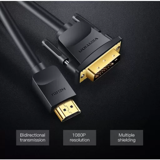 Vention HDMI -> DVI, (fekete), 5m, kábel