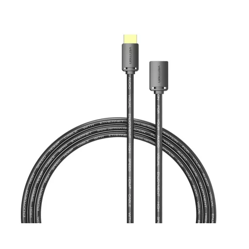 Vention HDMI/M -> HDMI/F (4K, HD, PVC, fekete), 0,5m, kábel
