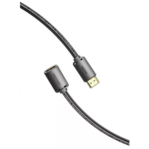 Vention HDMI/M -> HDMI/F (4K, HD, PVC, fekete), 1m, kábel