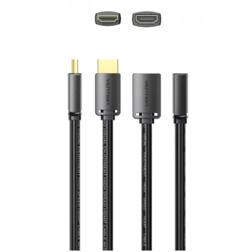 Vention HDMI/M -> HDMI/F (4K, HD, PVC, fekete), 1,5m, kábel