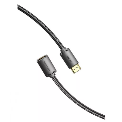 Vention HDMI/M -> HDMI/F (4K, HD, PVC, fekete), 1,5m, kábel