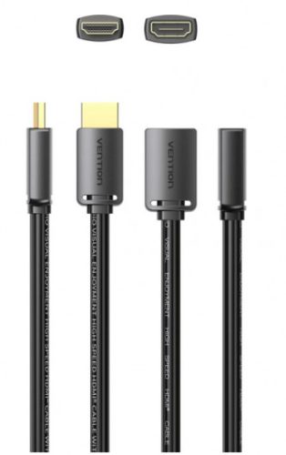 Vention HDMI/M -> HDMI/F (4K, HD, PVC, fekete), 2m, kábel