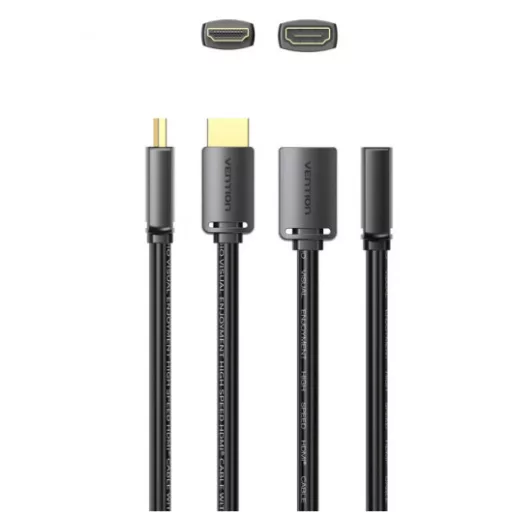 Vention HDMI/M -> HDMI/F (4K, HD, PVC, fekete), 5m, kábel