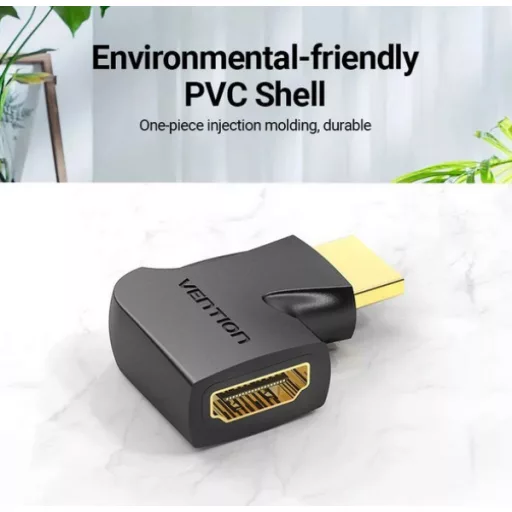Vention HDMI/M (270fokos) -> HDMI/F (4K,síklapos, fekete), adapter