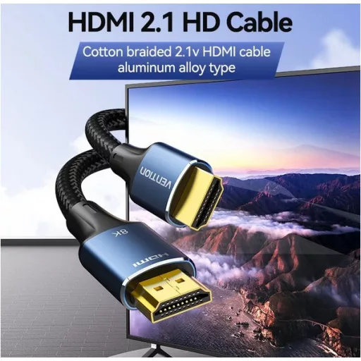 Vention HDMI/M -> HDMI/M (8K, alu, kék), 2m, kábel