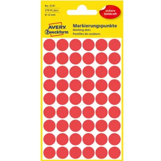 Etikett címke, o12mm, jelölésre, 54 címke/ív, 5 ív/doboz, Avery piros – Tonerklinika Debrecen