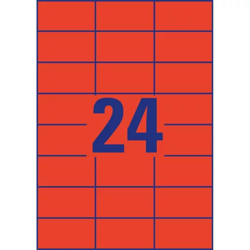 Etikett címke, 70 x37mm, univerzális, 24 címke/ív, 100 ív/doboz, Avery piros – Tonerklinika Debrecen